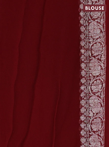 Grey & Maroon Banarasi Chiffon Saree - Buttas