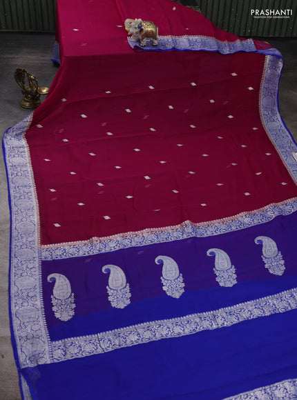 Pink & Blue Banarasi Chiffon Saree - Buttas