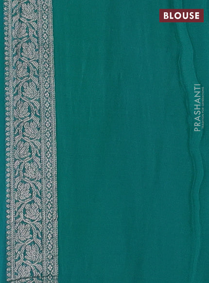 Pastel Blue & Teal Green Banarasi Chiffon Saree - Buttas