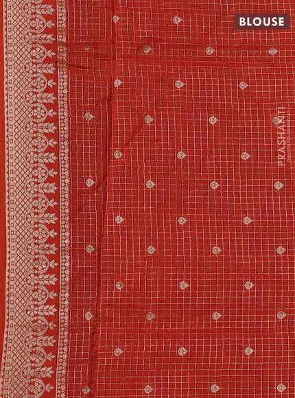 Maroon & Orange Dola Silk - Checks