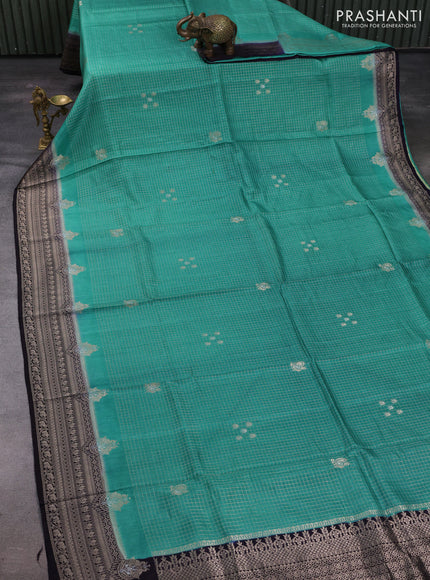 Teal Green & Jamun Dola Silk - Checks