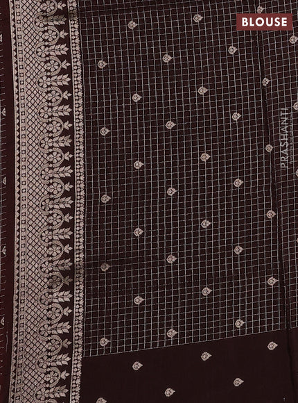 Orange & Coffee Brown Dola Silk - Checks
