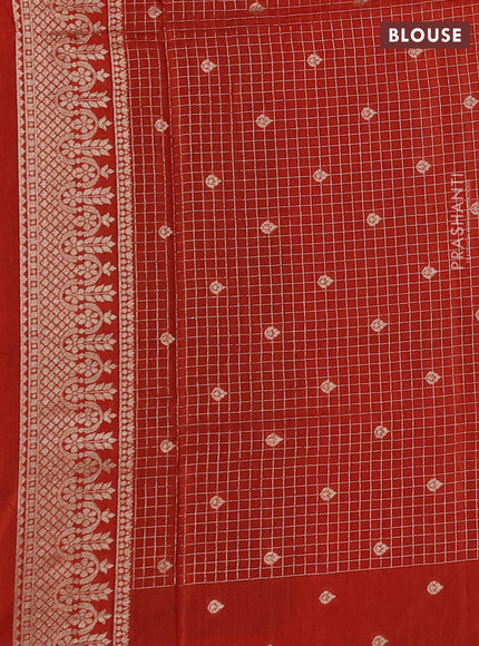 Coffee Brown & Orange Dola Silk - Checks