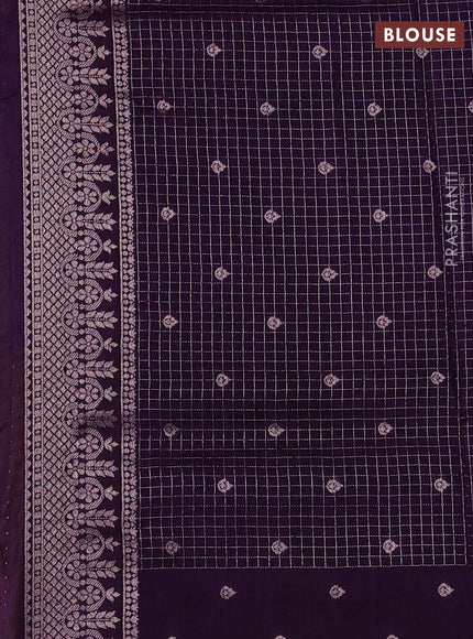 Mustard Yellow & Purple Dola Silk - Checks