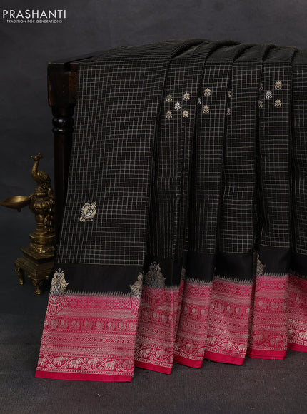 Black & Pink Dola Silk - Checks