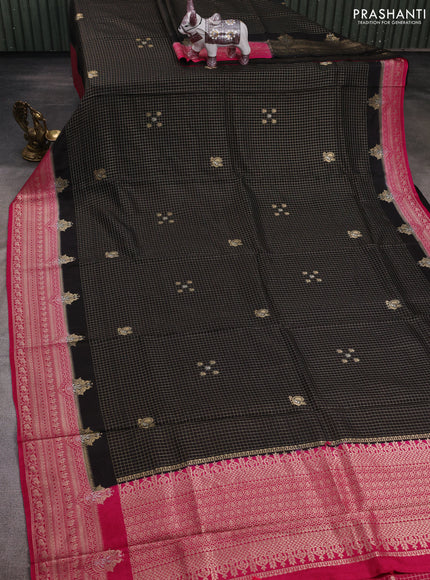 Black & Pink Dola Silk - Checks