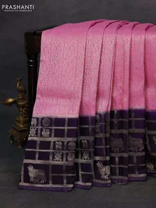Pink & Violet Dola Silk - Brocade