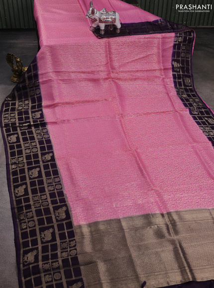 Pink & Violet Dola Silk - Brocade
