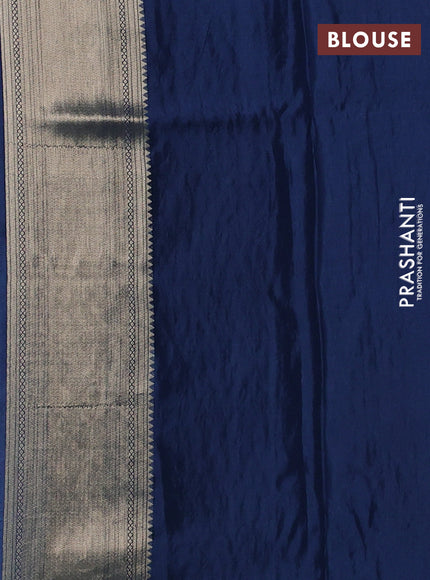Blue & Peacock Blue Dola Silk - Brocade