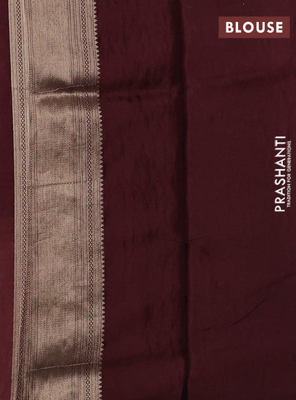 Peach & Coffee Brown Dola Silk - Brocade