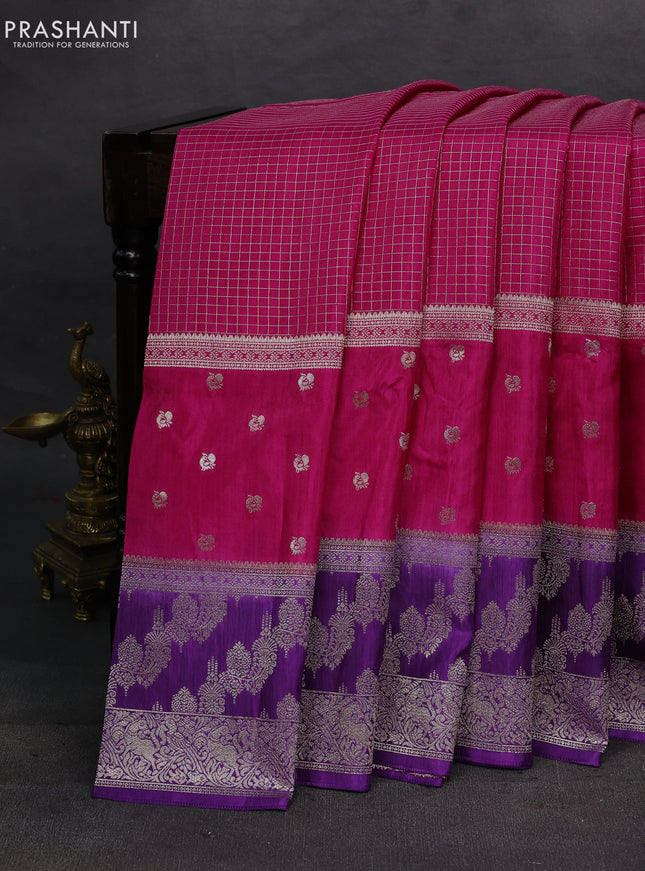 Purple & Pink Dola Silk - Checks