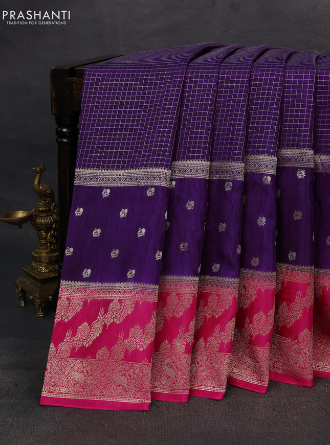 Purple & Pink Dola Silk - Checks
