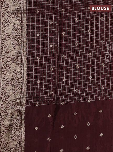 Grey & Coffee Brown Dola Silk - Checks