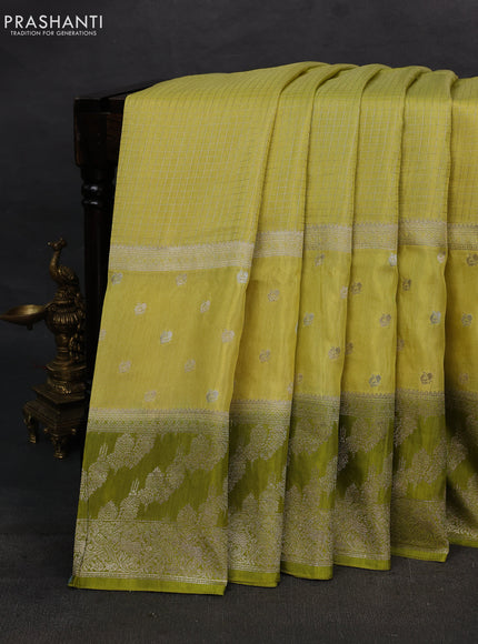 Lime Yellow & Lime Green Dola Silk - Checks