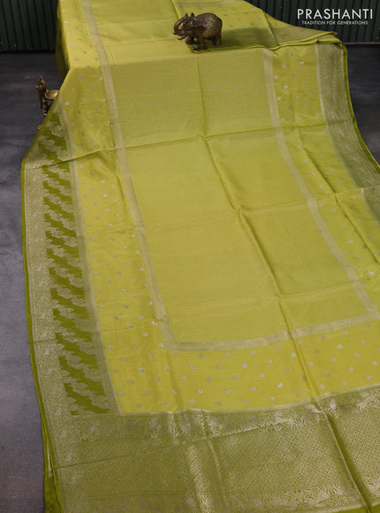 Lime Yellow & Lime Green Dola Silk - Checks