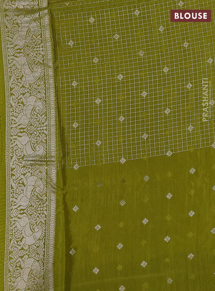Lime Yellow & Lime Green Dola Silk - Checks