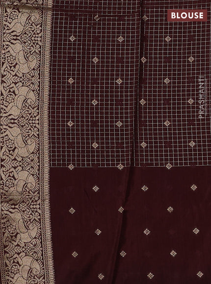 Orange & Coffee Brown Dola Silk - Checks