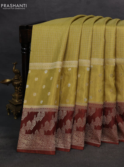 Mustard & Brown Dola Silk - Checks