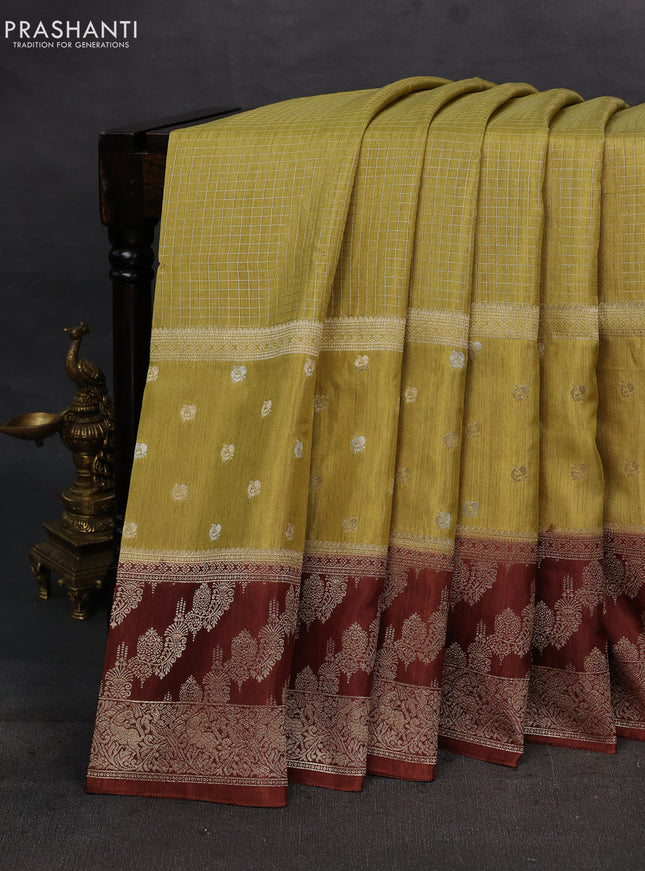 Mustard & Brown Dola Silk - Checks