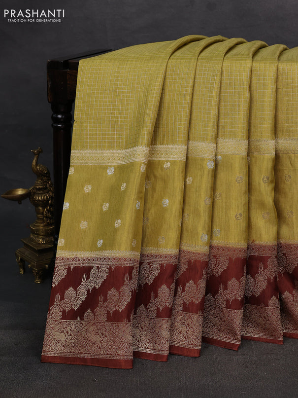 Mustard & Brown Dola Silk - Checks