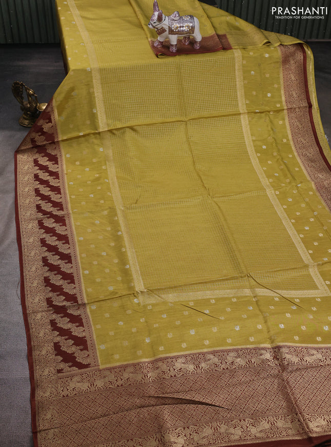 Mustard & Brown Dola Silk - Checks
