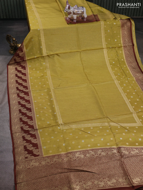 Mustard & Brown Dola Silk - Checks