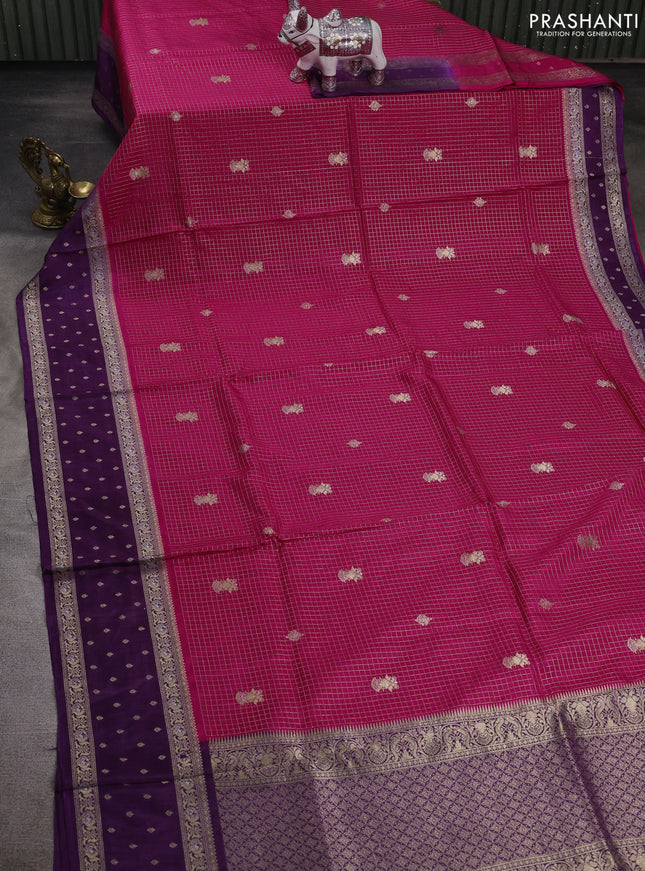 Pink & Purple Dola Silk - Checks