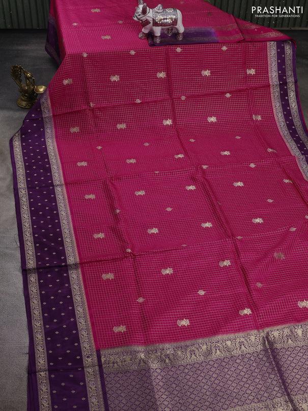 Pink & Purple Dola Silk - Checks