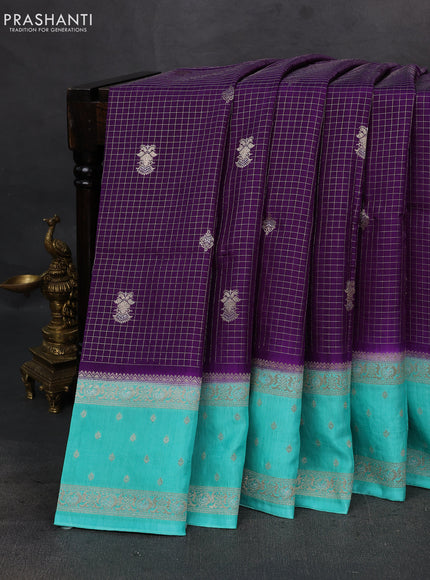 Purple & Teal Dola Silk - Checks