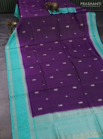Purple & Teal Dola Silk - Checks