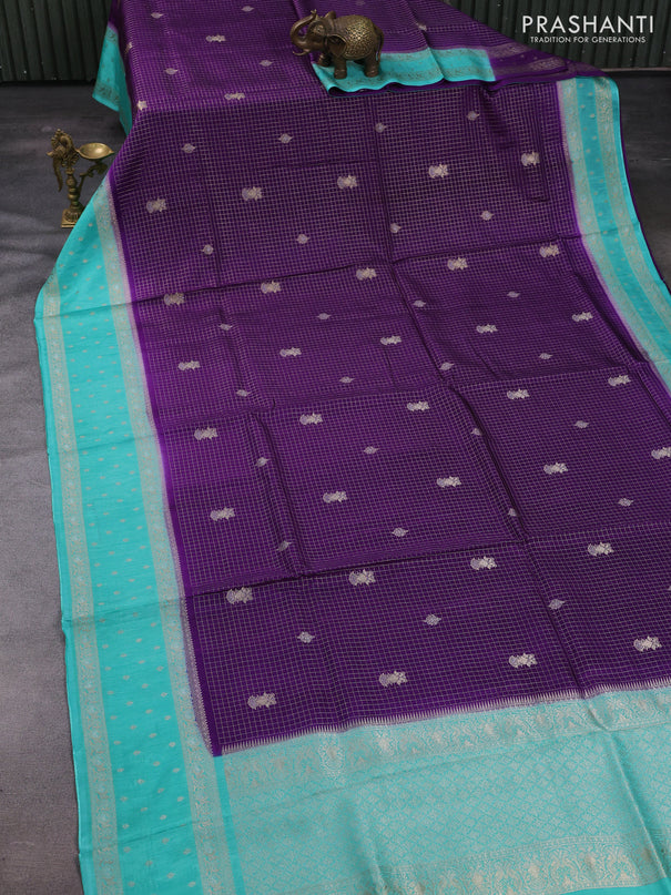 Purple & Teal Dola Silk - Checks