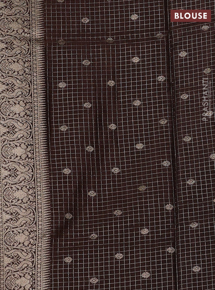 Mustard Yellow & Brown Dola Silk - Checks