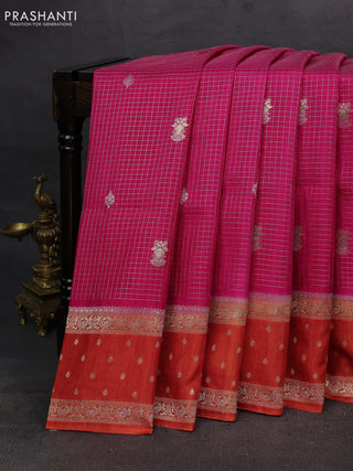 Pink & Orange Dola Silk - Checks