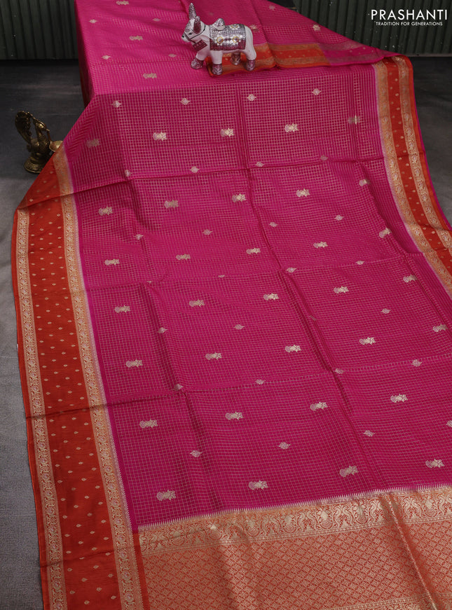 Pink & Orange Dola Silk - Checks
