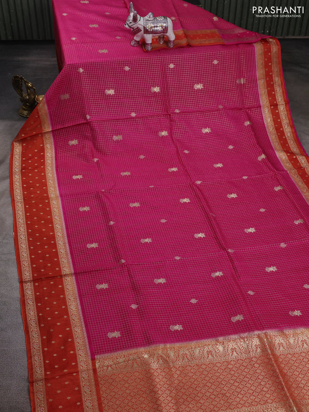 Pink & Orange Dola Silk - Checks
