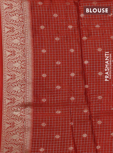 Coffee Brown & Orange Dola Silk - Checks