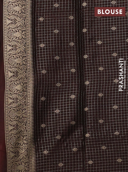 Orange & Coffee Brown Dola Silk - Checks