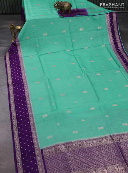 Teal & Purple Dola Silk - Checks