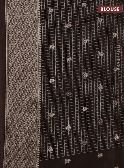 Pastel Grey & Coffee Brown Dola Silk - Checks