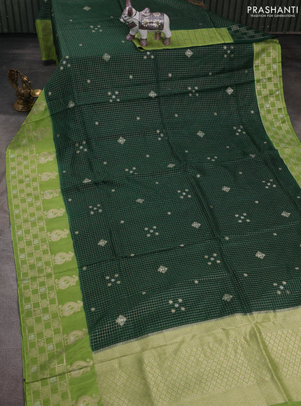 Bottle Green & Green Dola Silk - Checks