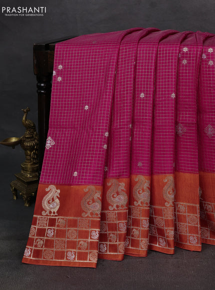 Pink & Orange Dola Silk - Checks