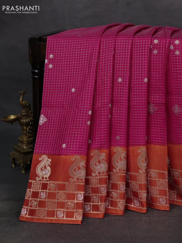 Pink & Orange Dola Silk - Checks