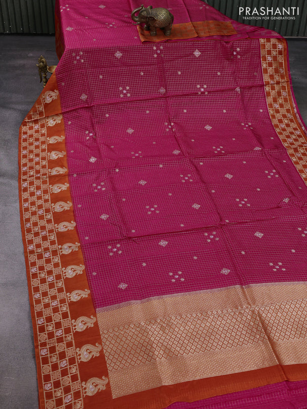 Pink & Orange Dola Silk - Checks