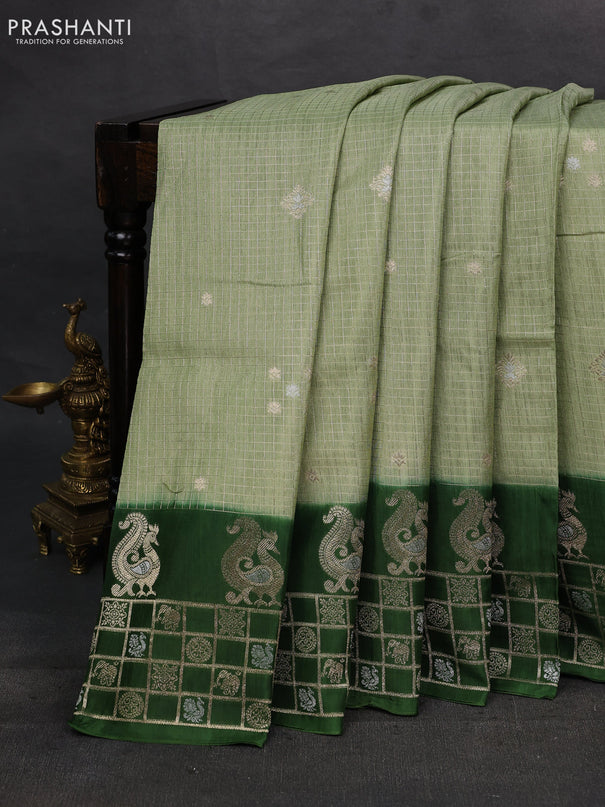Pista Green & Green Dola Silk - Checks