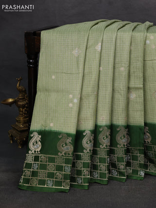 Pista Green & Green Dola Silk - Checks