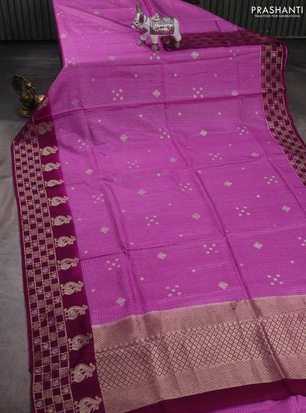 Pink & Magenta Pink Dola Silk - Checks