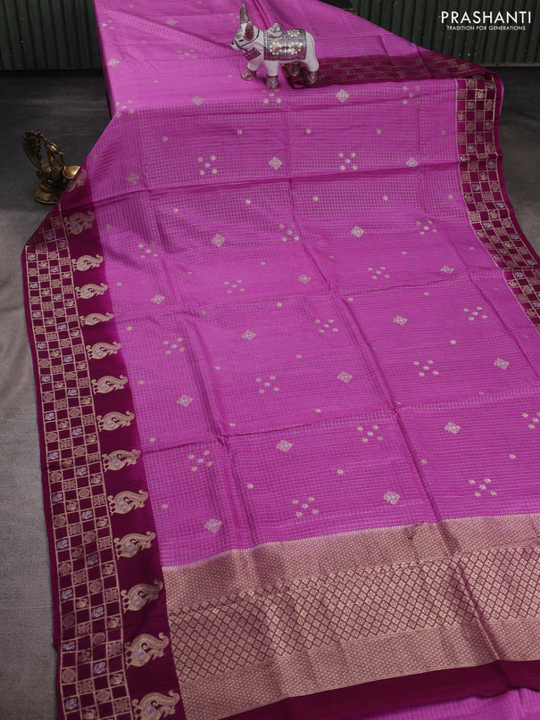Pink & Magenta Pink Dola Silk - Checks