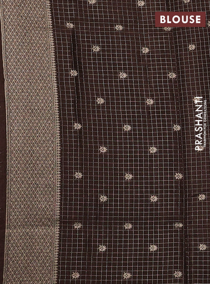 Orange & Coffee Brown Dola Silk - Checks