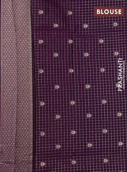 Mustard Yellow & Purple Dola Silk - Checks