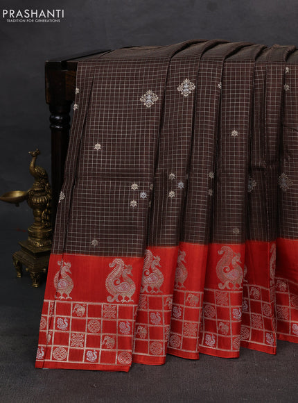 Brown & Orange Dola Silk - Checks